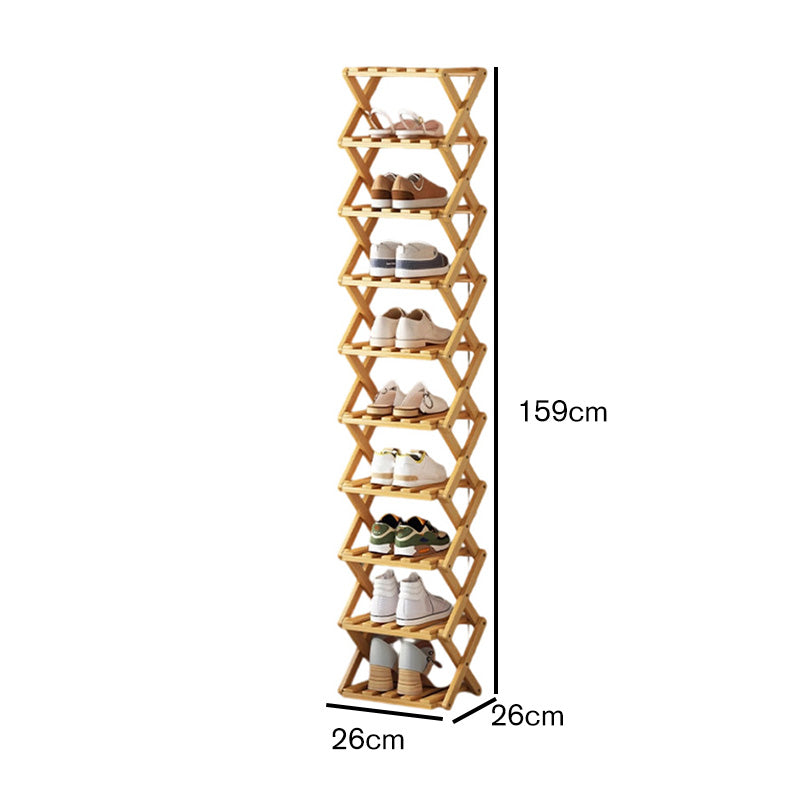 📢 50% de Réduction – Étagère à Chaussures Pliable en Bambou Naturel, Meuble de Rangement Entrée et Dressing Sans Montage