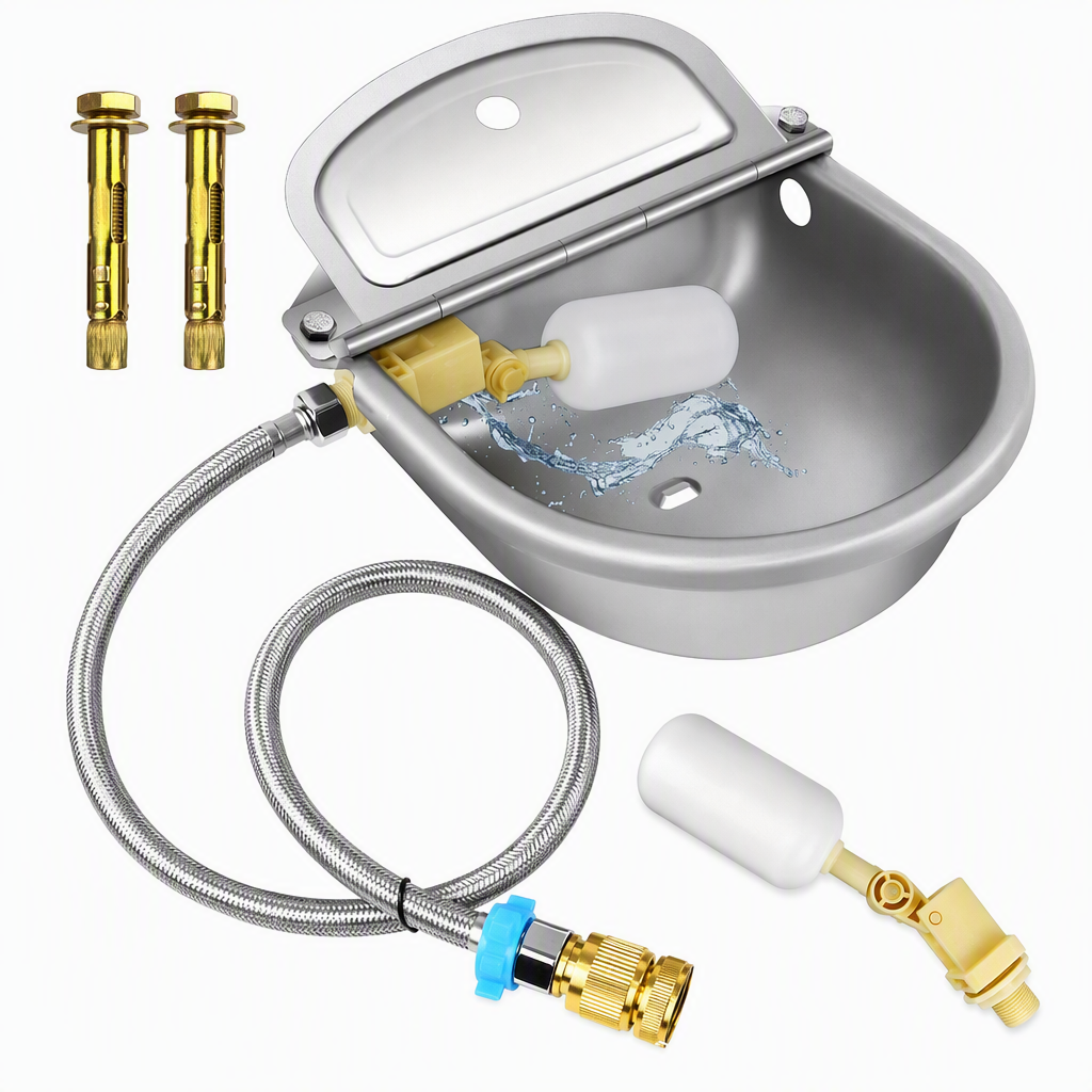 50% de Réduction – Abreuvoir Automatique en Acier Inoxydable 304 à Flotteur pour Bétail, Chevaux, Bovins, Moutons et Chiens