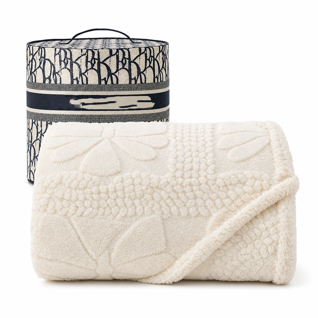 📢 50% de Réduction – Plaid Jacquard Double Face Doux et Moelleux à Motifs Cœurs, Couverture Polaire Chaude pour Canapé et Lit