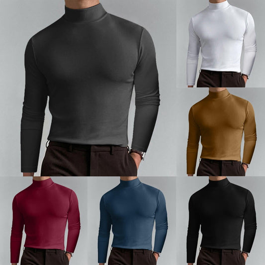 ⏳Begrenzte Zeit 60% Rabatt💥🎁【Geschenk-Empfehlung】Hochgeschlossenes Herren-T-Shirt mit langen Ärmeln und schmaler Passform
