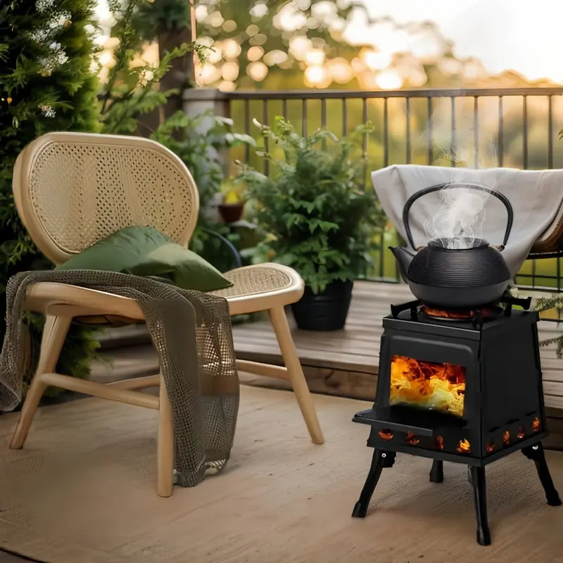 📢 50% de Réduction – Réchaud Portable à Bois Rocket Stove en Fonte 16 Trous d'Aération pour Camping, Bivouac et Randonnée