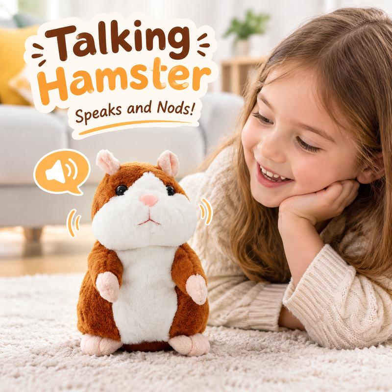 📢 60% de Réduction – Peluche Hamster Interactif Parlant 15cm, Répétition Vocale Rigolote et Hochement de Tête en Peluche Douce