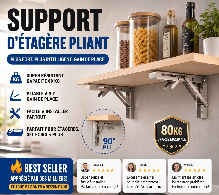 📢 50% de Réduction – Supports d'Étagère Pliants Rétractables en Acier Inoxydable Robuste 250 kg pour Cuisine, Garage et Bureau