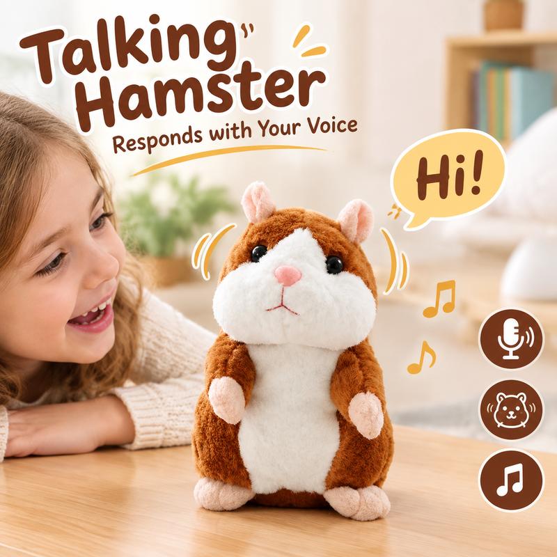 📢 60% de Réduction – Peluche Hamster Interactif Parlant 15cm, Répétition Vocale Rigolote et Hochement de Tête en Peluche Douce