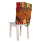 Housse de Chaise de Noël – Lin & Tissu Brossé, Père Noël / Bonhomme de Neige / Renne