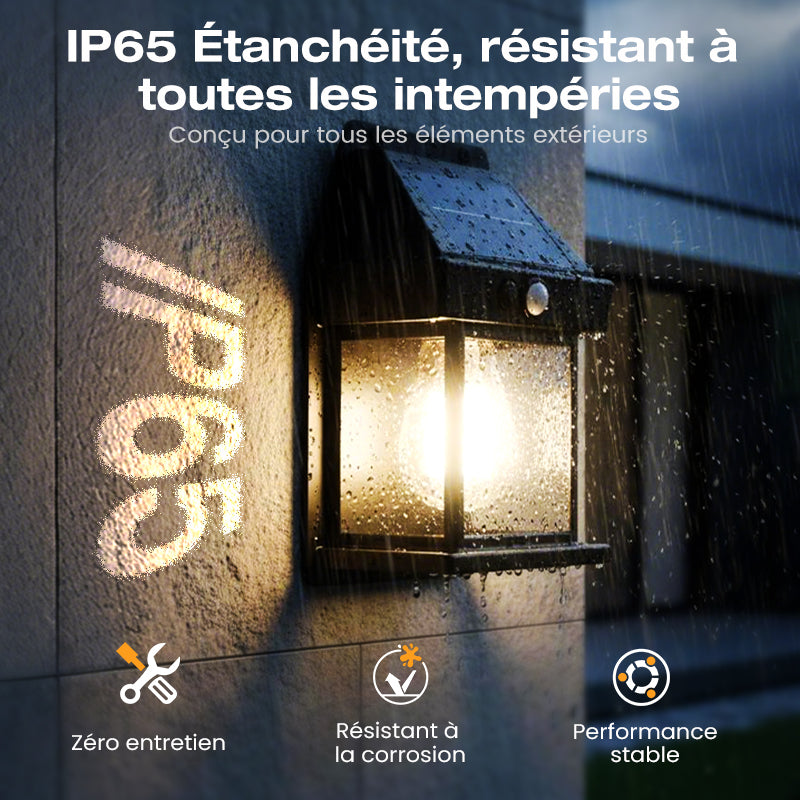 📢 50% de Réduction – Applique Murale Solaire LED Effet Tungstène, Détecteur de Mouvement PIR et Étanche IP65 Sans Fil