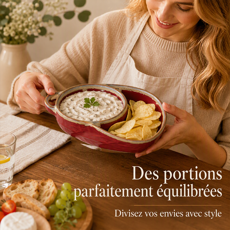 📢 63% de Réduction – Plat à Four Rétro en Céramique Compartimenté avec Poignée pour Cuisson au Four, Apéritif et Sauces