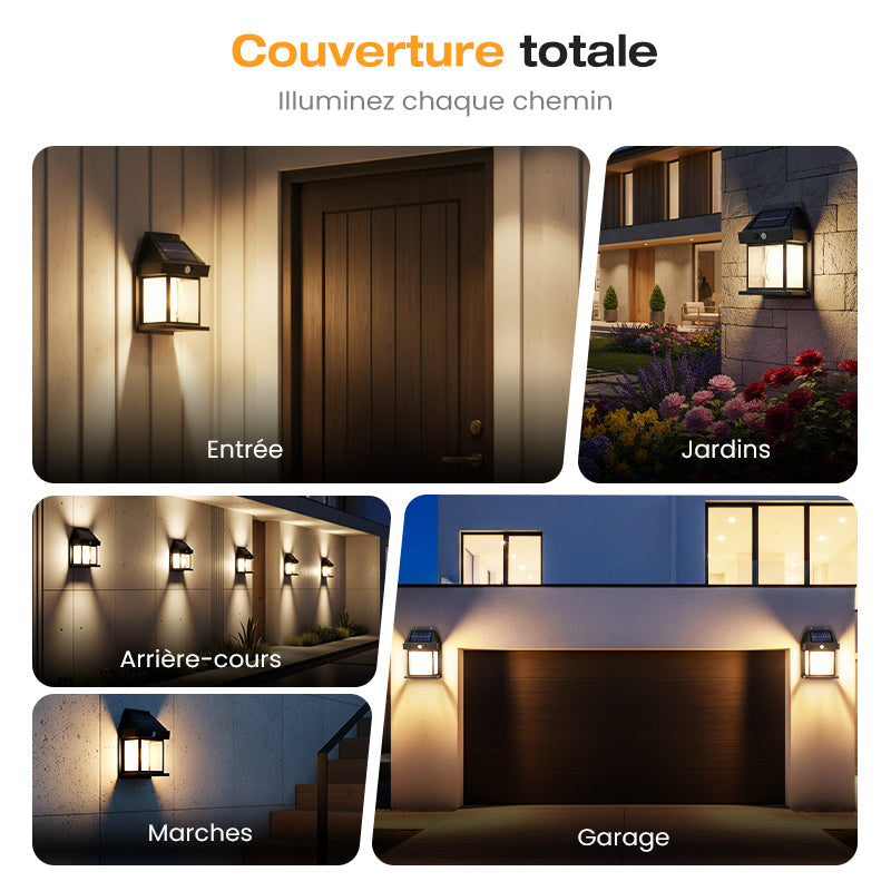 📢 50% de Réduction – Applique Murale Solaire LED Effet Tungstène, Détecteur de Mouvement PIR et Étanche IP65 Sans Fil