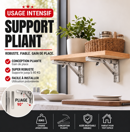 📢 50% de Réduction – Supports d'Étagère Pliants Rétractables en Acier Inoxydable Robuste 250 kg pour Cuisine, Garage et Bureau