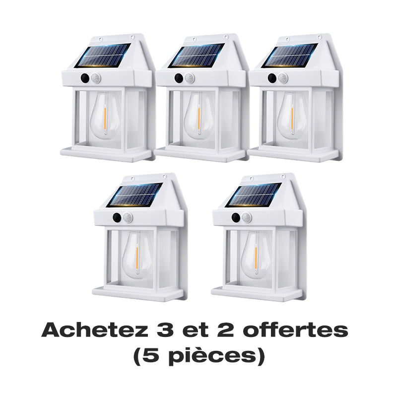 📢 50% de Réduction – Applique Murale Solaire LED Effet Tungstène, Détecteur de Mouvement PIR et Étanche IP65 Sans Fil