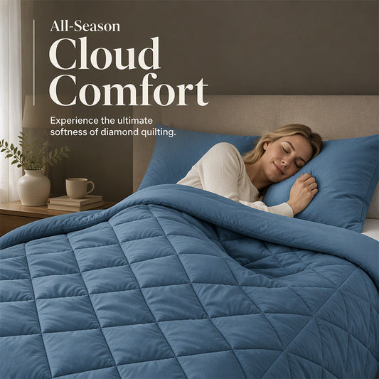 📢 55% de Réduction – Parure de Couette Matelassée 3 Pièces N°1 des Ventes, Couette Microfibre et 2 Taies Assorties