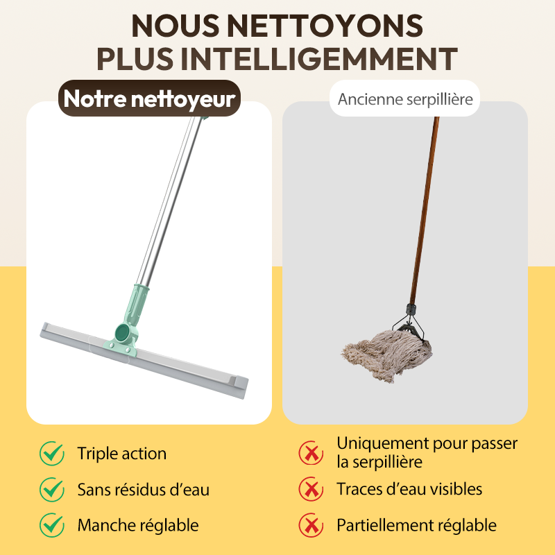 Brosse Balai Raclette de Sol Multifonctionnelle en Silicone