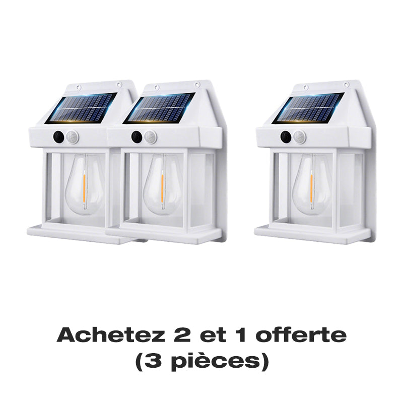 📢 50% de Réduction – Applique Murale Solaire LED Effet Tungstène, Détecteur de Mouvement PIR et Étanche IP65 Sans Fil