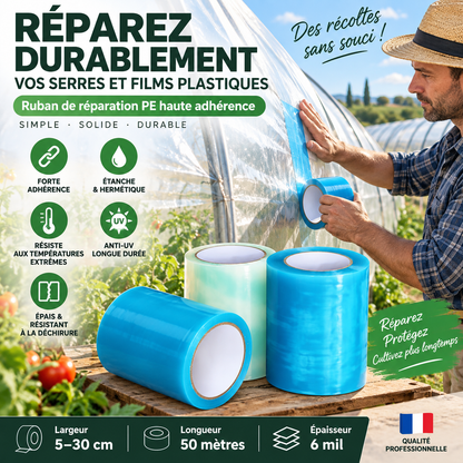 50% de Réduction – Ruban de Réparation de Serre Étanche PE Renforcé 50 m
