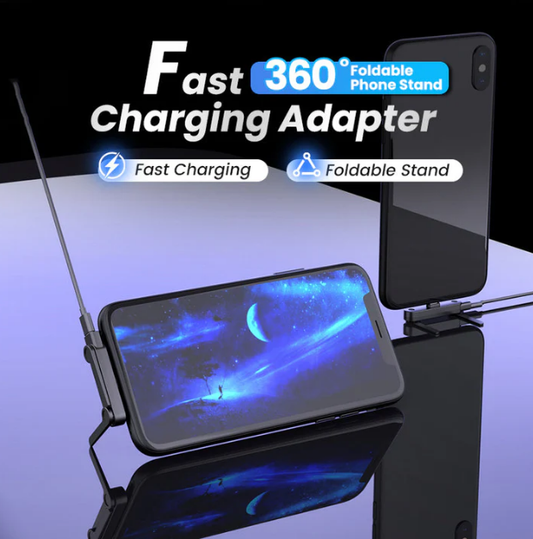 🔥Édition 2026 améliorée - Support de recharge rapide à deux parties avec câble🔥Adaptateur de recharge rapide avec support de téléphone pliable à 360°