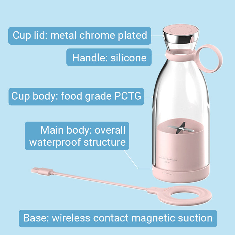 Mini Blender Portable Rechargeable pour Smoothies & Jus – Charge Magnétique 350 ml