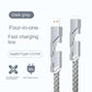 4-in-1 [60 W Schnellladung & Datensynchronisierung] Flaches geflochtenes Anti-Tangle-Ladekabel mit Klettverschluss
