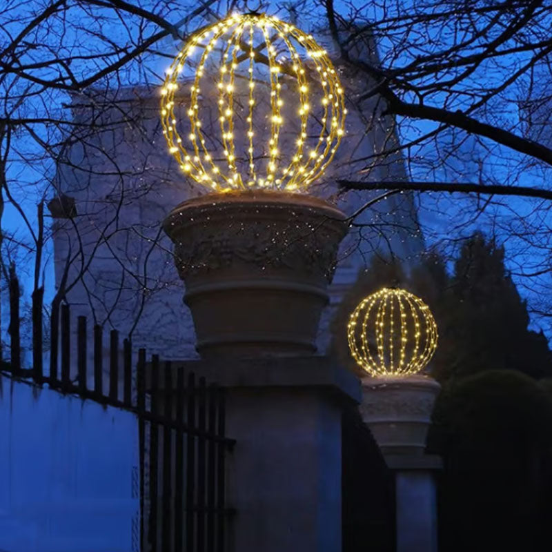 📢 50% de Réduction – Sphère Lumineuse LED Suspendue Pliable Extérieure Étanche 360° pour Jardin, Terrasse et Fêtes de Noël