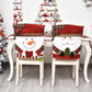 Housse de Chaise de Noël – Lin & Tissu Brossé, Père Noël / Bonhomme de Neige / Renne