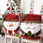 Housse de Chaise de Noël – Lin & Tissu Brossé, Père Noël / Bonhomme de Neige / Renne