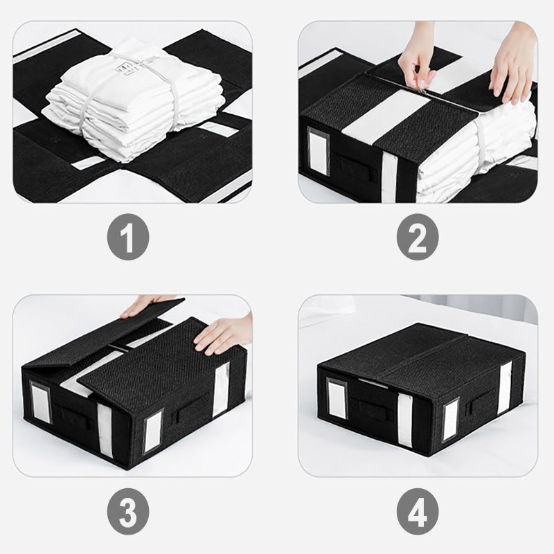 📢📢40% DE RÉDUCTION !! ⏰ Set de Draps Pliables Organiseur – Lin Imitation + Carton – Fenêtre Transparente & Fermeture Solide pour Literie Queen/King 📦