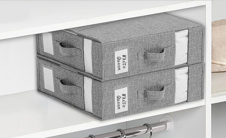📢📢40% DE RÉDUCTION !! ⏰ Set de Draps Pliables Organiseur – Lin Imitation + Carton – Fenêtre Transparente & Fermeture Solide pour Literie Queen/King 📦