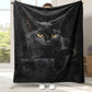 🐱 Couverture Douillette Motif Chat Noir – Polyester Doux, 4 Tailles, Toutes Saisons