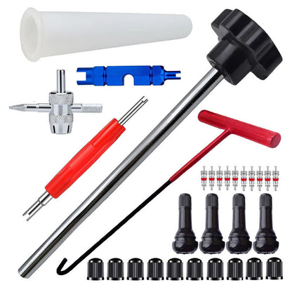 🔧 -50% ! 🚗 Kit d’Outils pour Valve de Pneu – Changement Rapide – Acier + Plastique – Compatible Voiture/Moto/BTP – Portable & Durable 🛞