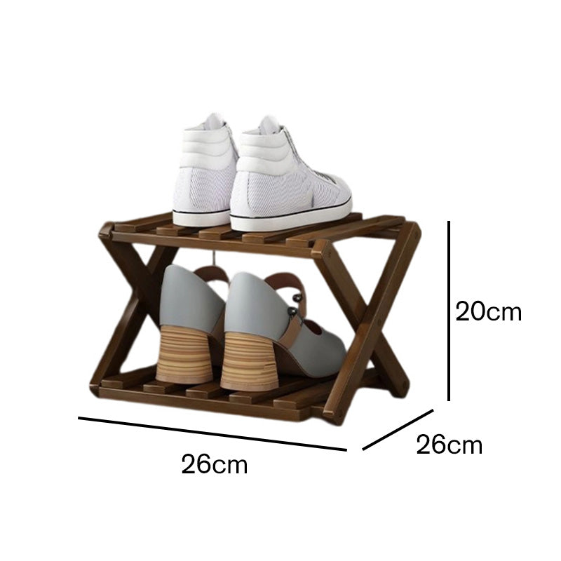 📢 50% de Réduction – Étagère à Chaussures Pliable en Bambou Naturel, Meuble de Rangement Entrée et Dressing Sans Montage