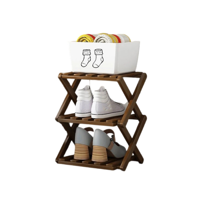 📢 50% de Réduction – Étagère à Chaussures Pliable en Bambou Naturel, Meuble de Rangement Entrée et Dressing Sans Montage