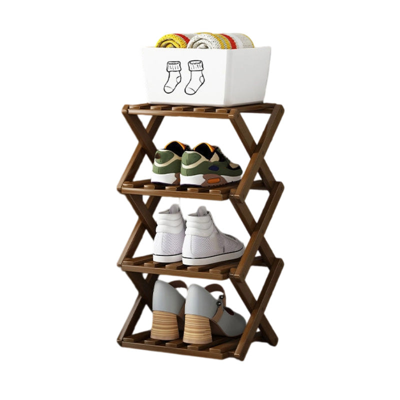 📢 50% de Réduction – Étagère à Chaussures Pliable en Bambou Naturel, Meuble de Rangement Entrée et Dressing Sans Montage