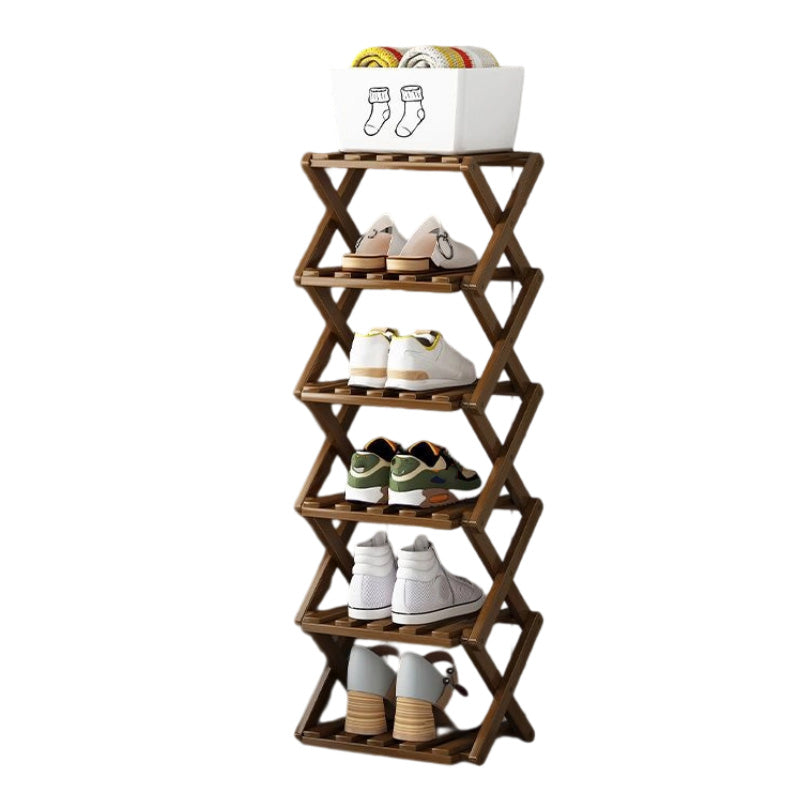 📢 50% de Réduction – Étagère à Chaussures Pliable en Bambou Naturel, Meuble de Rangement Entrée et Dressing Sans Montage