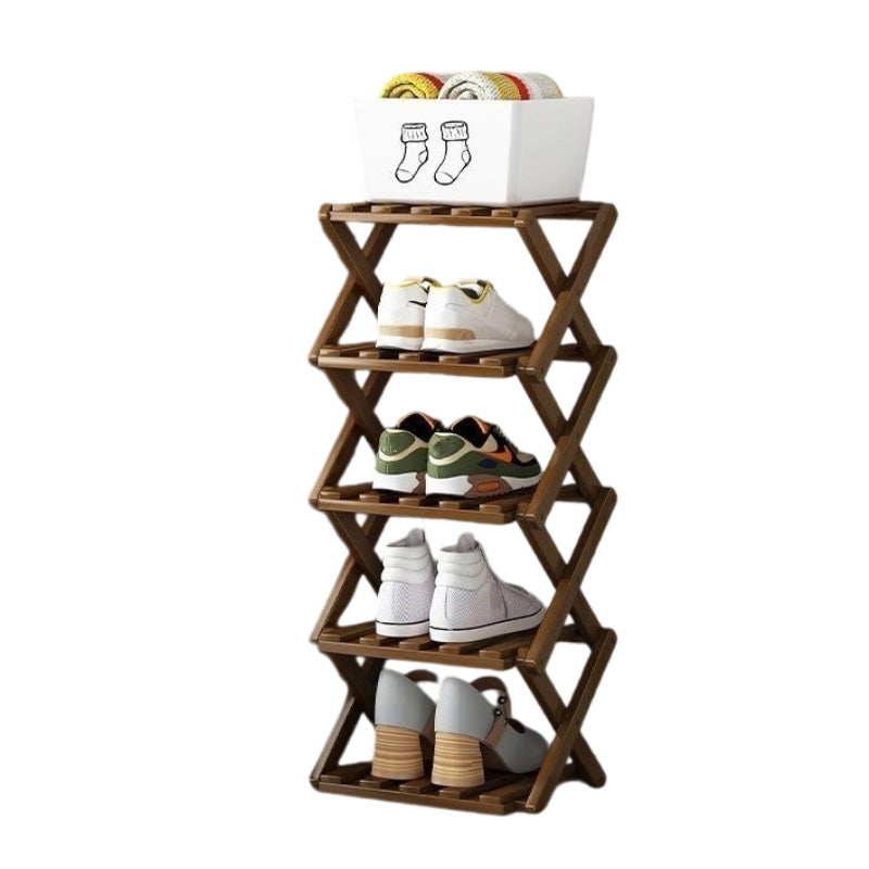 📢 50% de Réduction – Étagère à Chaussures Pliable en Bambou Naturel, Meuble de Rangement Entrée et Dressing Sans Montage