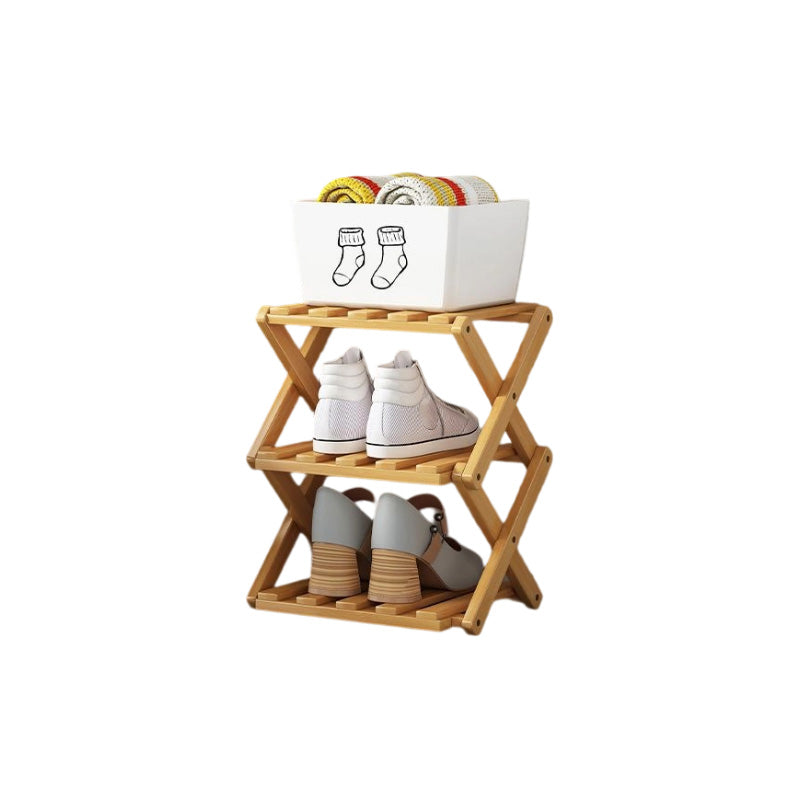 📢 50% de Réduction – Étagère à Chaussures Pliable en Bambou Naturel, Meuble de Rangement Entrée et Dressing Sans Montage