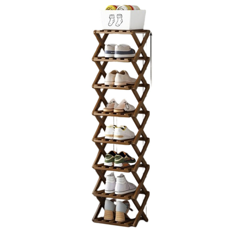📢 50% de Réduction – Étagère à Chaussures Pliable en Bambou Naturel, Meuble de Rangement Entrée et Dressing Sans Montage