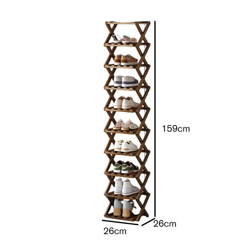 📢 50% de Réduction – Étagère à Chaussures Pliable en Bambou Naturel, Meuble de Rangement Entrée et Dressing Sans Montage