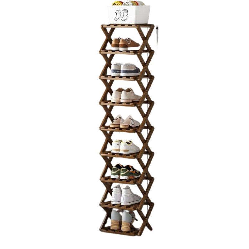 📢 50% de Réduction – Étagère à Chaussures Pliable en Bambou Naturel, Meuble de Rangement Entrée et Dressing Sans Montage