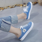 👟 LIMITED-TIME 60% RABATT! ✨ Damen Denim Mule Sneakers – Ausgefranst, Rückenfrei, Flache Sohle 🍂