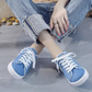 👟 LIMITED-TIME 60% RABATT! ✨ Damen Denim Mule Sneakers – Ausgefranst, Rückenfrei, Flache Sohle 🍂