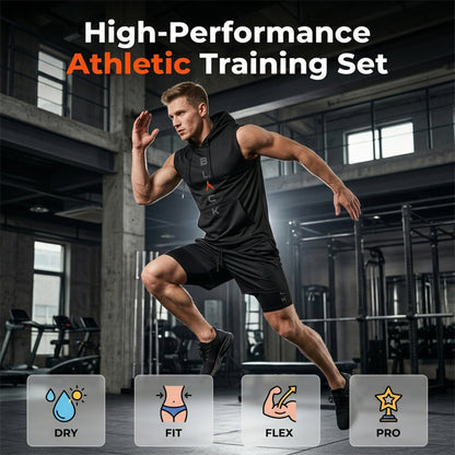 ⌛ Nur noch 1 Woche – 50 % auf alles + kostenloser Versand! ⏰Herren Sport-Set – ärmelloses Hoodie & Shorts – atmungsaktiv, schnelltrocknend & bequem 🏃‍♂️💪