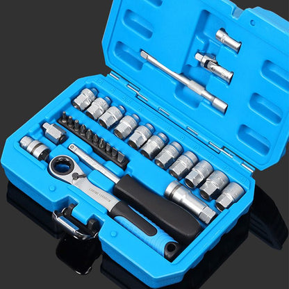 Coffret Clé à Cliquet et Douilles 29 Pièces – Acier Chrome-Vanadium