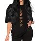 ❤️ T-Shirt Femme Manches Courtes Imprimé Cœurs | Coupe Décontractée & Confortable 💕