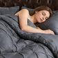 🏠💤 -50% ! 🌙Parure de Couette 3 Pièces à Plis Pintuck – Fibre Chimique – Fermeture à Glissière Cachée & Lavable en Machine pour Chambre Élégante