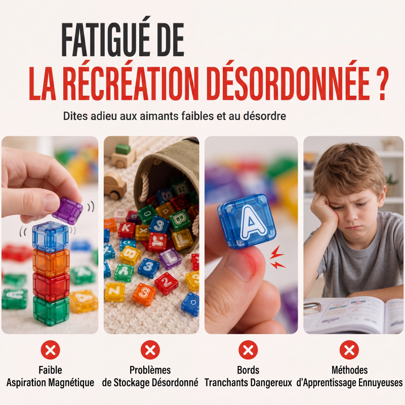 46% de Réduction – Blocs Magnétiques de Construction 360°, 40 Cubes Éducatifs Lettres et Chiffres, Jeu d'Éveil pour Enfants