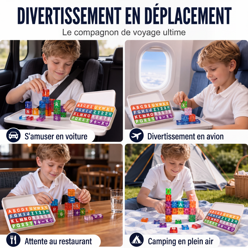 46% de Réduction – Blocs Magnétiques de Construction 360°, 40 Cubes Éducatifs Lettres et Chiffres, Jeu d'Éveil pour Enfants