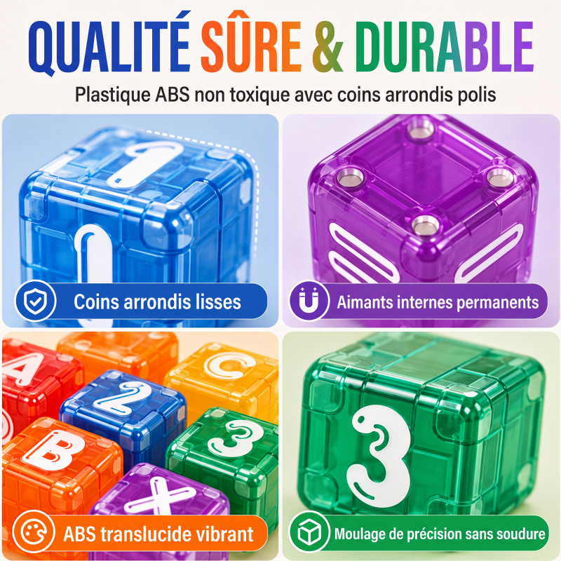 46% de Réduction – Blocs Magnétiques de Construction 360°, 40 Cubes Éducatifs Lettres et Chiffres, Jeu d'Éveil pour Enfants