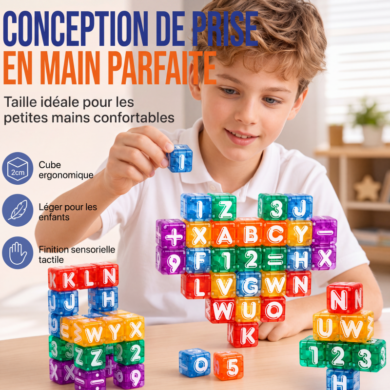 46% de Réduction – Blocs Magnétiques de Construction 360°, 40 Cubes Éducatifs Lettres et Chiffres, Jeu d'Éveil pour Enfants