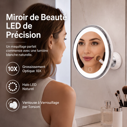 50% de Réduction – Miroir Grossissant x10 LED et Ventouse