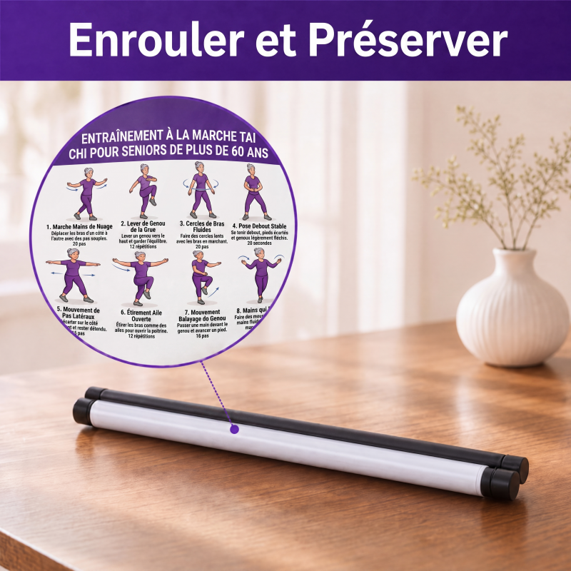 🧘☯️ -60% ! 📜Affiche d'Exercices de Tai Chi pour Seniors – 16 Mouvements Illustrés, Version Marche ou Chaise.