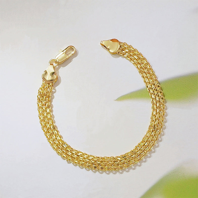 50% de Réduction – Bracelet Manchette Doré en Maille Tressée